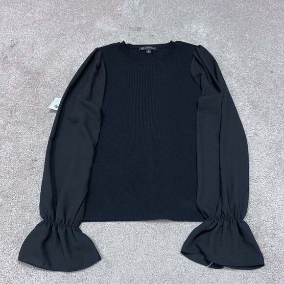 INC International Concepts Blouse Women’s Black Long Sleeve Size Small NWT - Picture 1 of 11